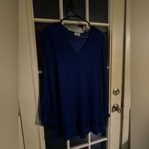 Tobi Deep Blue V-Neck Long Sleeve Dress